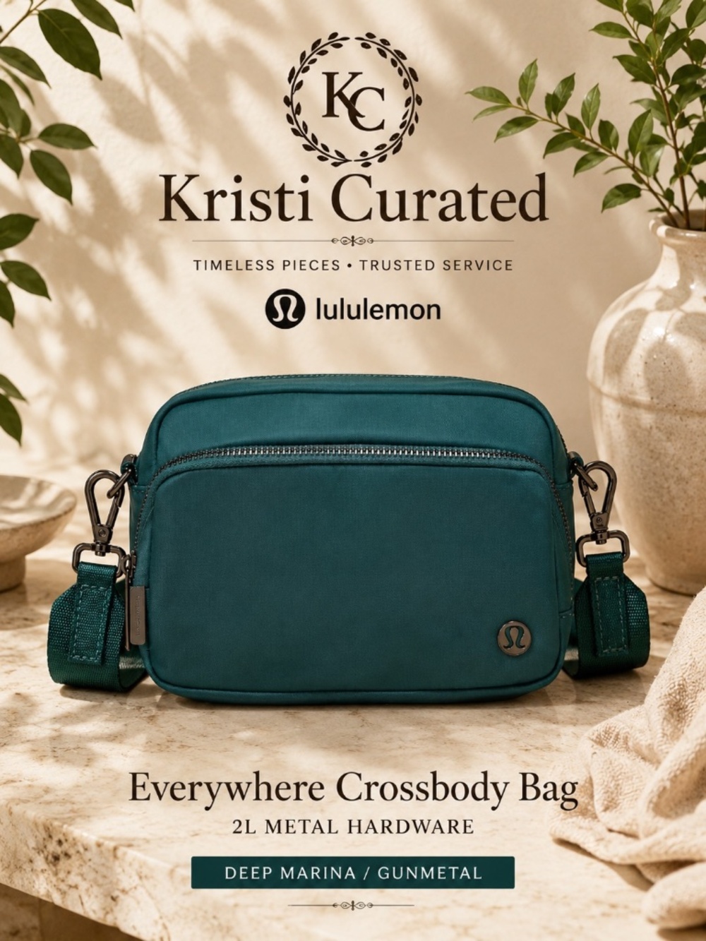 Lululemon Everywhere Crossbody Bag 2L Metal Hardware – Deep Marina/Gunmetal